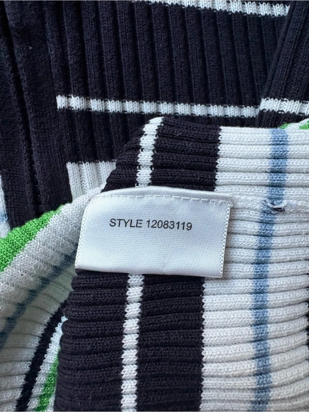 Tory Burch Half Zip Multi-Color Striped Ribbed Knit Sweater Slim Fit Luxury